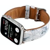 Marble Ethnic Style Printed Leather Watchband For Apple Watch Series 6 & SE & 5 & 4 44mm / 3 & 2 & 1 42mm(Marble White)