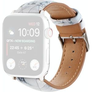 Marble Ethnic Style Printed Leather Watchband For Apple Watch Series 6 & SE & 5 & 4 44mm / 3 & 2 & 1 42mm(Marble White)