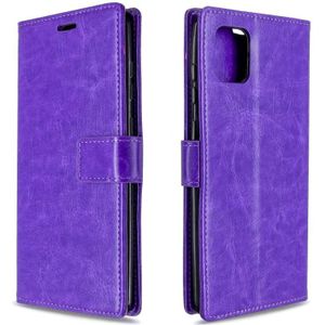 Voor Galaxy A81 Crazy Horse Texture Horizontale Flip Lederen case met Holder & Card Slots & Wallet & Photo Frame(paars)