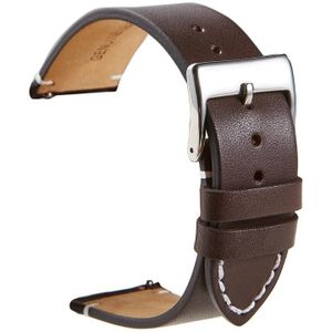 First Layer Retro Cowhide Frosted Bottom Leather Quick Release Ultra-Thin Universal Watch Strap  Size? 24mm(Deep Brown)