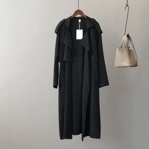 Dames Retro Fashion Lange Loose Windbreaker Jacket (kleur: Black Size: M)