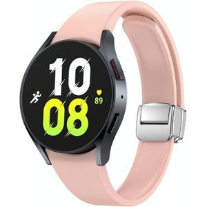 Voor Samsung Galaxy Watch 6 magnetische opvouwbare zilveren gesp siliconen horlogeband