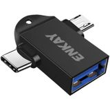 Enkay ENK-AT112 2 in 1 Type-C + Micro USB naar USB 3.0 aluminiumlegering OTG-adapter