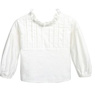 Girls Solid Color Round Neck Long Sleeve Bottoming Shirt (Color:White Size:110)