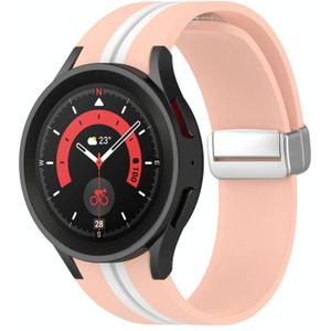 Voor Samsung Galaxy Watch 5 Pro Tweekleurige zilveren gesp siliconen horlogeband (roze wit)