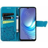 For Motorola Moto G50 Butterfly Love Flowers Embossed Horizontal Flip Leather Case with Holder & Card Slots & Wallet & Lanyard(Blue)
