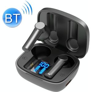 LB-8 Bluetooth 5.0 Stereo Wireless Bluetooth Earphone with Charging Box & LED Battery Display  Support Fingerprint Touch & Call & Voice Assistant & Switch Between Chinese and English (Black)