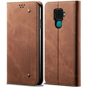 For Huawei Mate 30 Lite Denim Texture Casual Style Horizontal Flip Leather Case with Holder & Card Slots & Wallet(Brown)