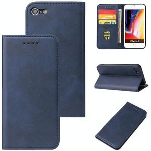 Calf Texture Magnetic Horizontal Flip Leather Case with Holder & Card Slots & Wallet For iPhone SE 2020 / 8 / 7(Blue)