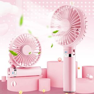S2 Portable Foldable Handheld Electric Fan  with 3 Speed Control & Night Light (Pink)