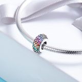 S925 Sterling Silver Pendant Rainbow Pavé Diamond Beads DIY Bracelet Necklace Accessories