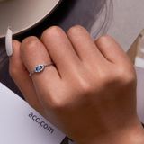 S925 Sterling Silver Turquoise Devil Eye Women Ring  Size:6