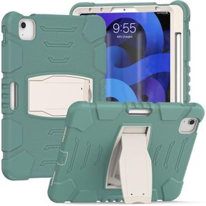 3-Layer Protection Screen Frame + PC + Silicone Shockproof Combination Case with Holder For iPad Air 4 10.9 inch 2020(Emerald Green)
