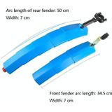 Bicycle Telescopic Folding Mudguard  27.5 Inch Extended Water Retaining LED Taillight(Blue)