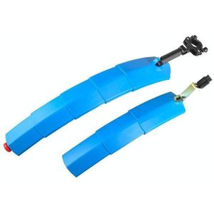 Bicycle Telescopic Folding Mudguard  27.5 Inch Extended Water Retaining LED Taillight(Blue)