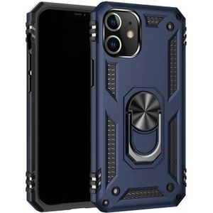 For iPhone 12 mini Shockproof TPU + PC Protective Case with 360 Degree Rotating Holder(Blue)