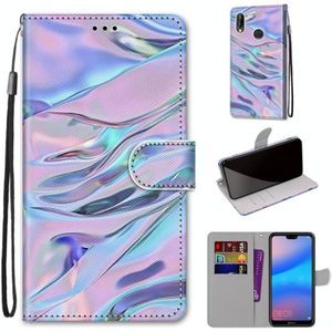 For Huawei P20 Lite / nova 3e Coloured Drawing Cross Texture Horizontal Flip PU Leather Case with Holder & Card Slots & Wallet & Lanyard(Fluorescent Water Texture)