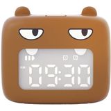 Cartoon Mini Smart Alarm Clock USB Rechargeable Children Bedside Fun With Sleeping Clock(Baby Bear Brown)