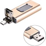 RQW-01B 3 in 1 USB 2.0 & 8 Pin & Micro USB 64GB Flash Drive  for iPhone & iPad & iPod & Most Android Smartphones & PC Computer(Gold)