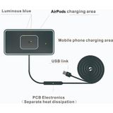 C1-PRO 2 in 1 15W Auto Wireless Opladen Antislip Pad met lichtgevend voor Airpods / iPhone
