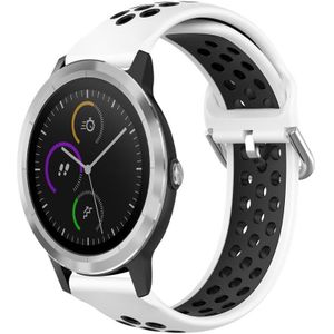 Voor Garmin Vivoactive3 20 mm geperforeerde ademende sport siliconen horlogeband (wit + zwart)