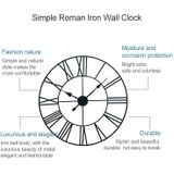 45cm Retro Living Room Iron Round Roman Numeral Mute Decorative Wall Clock (Silver)