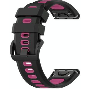 Voor Garmin Fenix 7x 26mm tweekleurige siliconen jack horlogeband (Black Magenta)