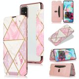 For Samsung Galaxy A71 Bronzing Plating PU + TPU Horizontal Flip Leather Case with Holder & Card Slot(Pink White)