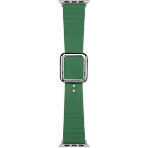 Zilveren vierkante gesp siliconen horlogeband voor Apple Watch Series 7 45 mm / 6 & SE & 5 & 4 44 mm / 3 & 2 & 1 42 mm