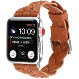 For Apple Watch Series 6 & SE & 5 & 4 44mm / 3 & 2 & 1 42mm Leather Woven Single Loop Watch Wrist Strap(Brown)