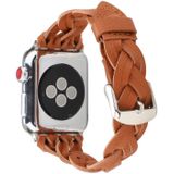 For Apple Watch Series 6 & SE & 5 & 4 44mm / 3 & 2 & 1 42mm Leather Woven Single Loop Watch Wrist Strap(Brown)