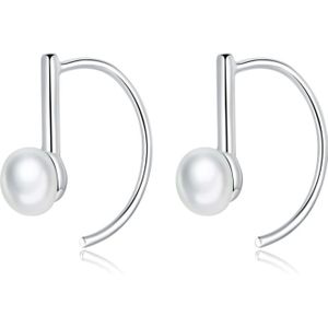 S925 Sterling Silver Shell Beads Simple Earrings Color:White
