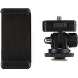 PULUZ 1/4 inch Screw Thread Cold Shoe Tripod Mount Adapter with Phone Clamp