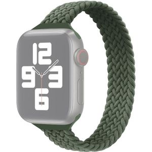 Small Taille Single Loop Nylon Vlecht Vervangende horlogeband voor Apple Watch Series 7 45 mm / 6 & SE & 5 & 4 44mm / 3 & 2 & 1 42mm  Grootte: M 155mm (Dark Olive Green)