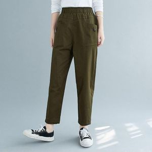 Plus Size Womens High Waist Loose Slim Cotton Casual Pants Harem Pants (Kleur: Green Size:XXL)