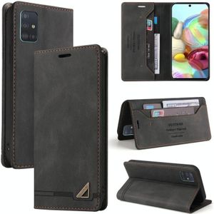 Voor Samsung Galaxy A81 Skin Feel Anti-Diefstal Borstel Horizontale Flip Leren Case Met Houder & Card Slots & Portemonnee (Zwart)