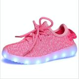 Laag uitgesneden LED kleurrijke fluorescerende USB opladen Lace-Up lichtgevende schoenen voor kinderen  maat: 37 (roze)