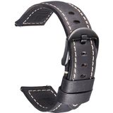 Smart Quick Release Watch Strap Crazy Horse Leather Retro Strap For Samsung Huawei Size: 20mm (Black And Black Buckle)