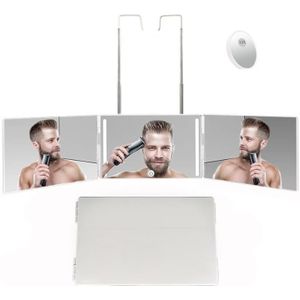 Driezijdige spiegel met LED-licht intrekbare opknoping drievoudige spiegel met 10x vergroting Kleine spiegel