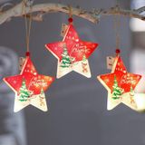 3 stks / set Kerstdecoratie lichten LED-venster vakantie decoratie kleine lantaarns (kerst pentagon ster)