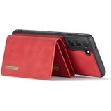 For Samsung Galaxy S21 FE DG.MING M1 Series 3-Fold Multi Card Wallet + Magnetic Back Cover Shockproof Case with Holder Function(Red)