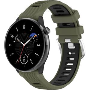 Voor Samsung Galaxy Watch 6 Classic 43 mm 20 mm sport tweekleurige stalen gesp siliconen horlogeband (legergroen + zwart)