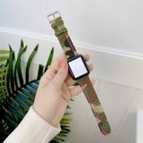 Three Lines Canvas Replacement Strap Watchband For Apple Watch Series 6 & SE & 5 & 4 40mm / 3 & 2 & 1 38mm(Camouflage Green)
