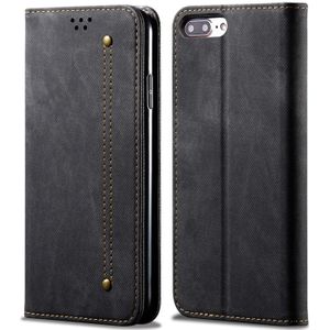 For iPhone 6 Plus / 6s Plus Denim Texture Casual Style Horizontal Flip Leather Case with Holder & Card Slots & Wallet(Black)