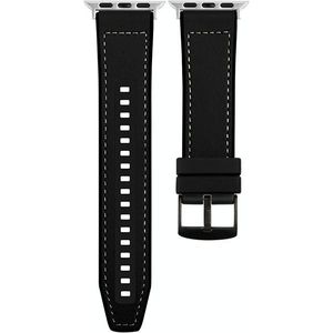 Voor Apple Watch 7 41 mm hybride lederen siliconen horlogeband