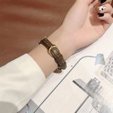 Voor Xiaomi Mi Band 7 D-vormig staal + lederen horlogeband (goud Drak Brown)