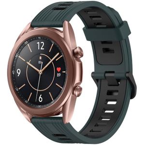 Voor Samsung Galaxy Watch3 41 mm 20 mm verticaal patroon tweekleurige siliconen horlogeband (olijfgroen + zwart)