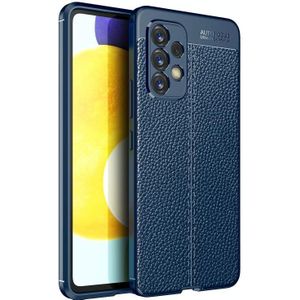 Voor Samsung Galaxy A53 5G Litchi Texture TPU Shockproof Case (Navy Blue)
