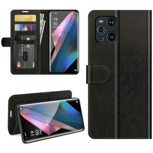 Voor OPPO Find X3 Pro / Find X3 R64 Texture Single Horizontal Flip Beschermhoes met houder & kaartsleuven & portemonnee & fotolijst (zwart)