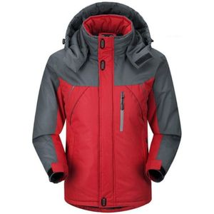 Men Winter Thick Fleece Waterproof Outwear Down Jackets Coats  Size: XXL(Red)